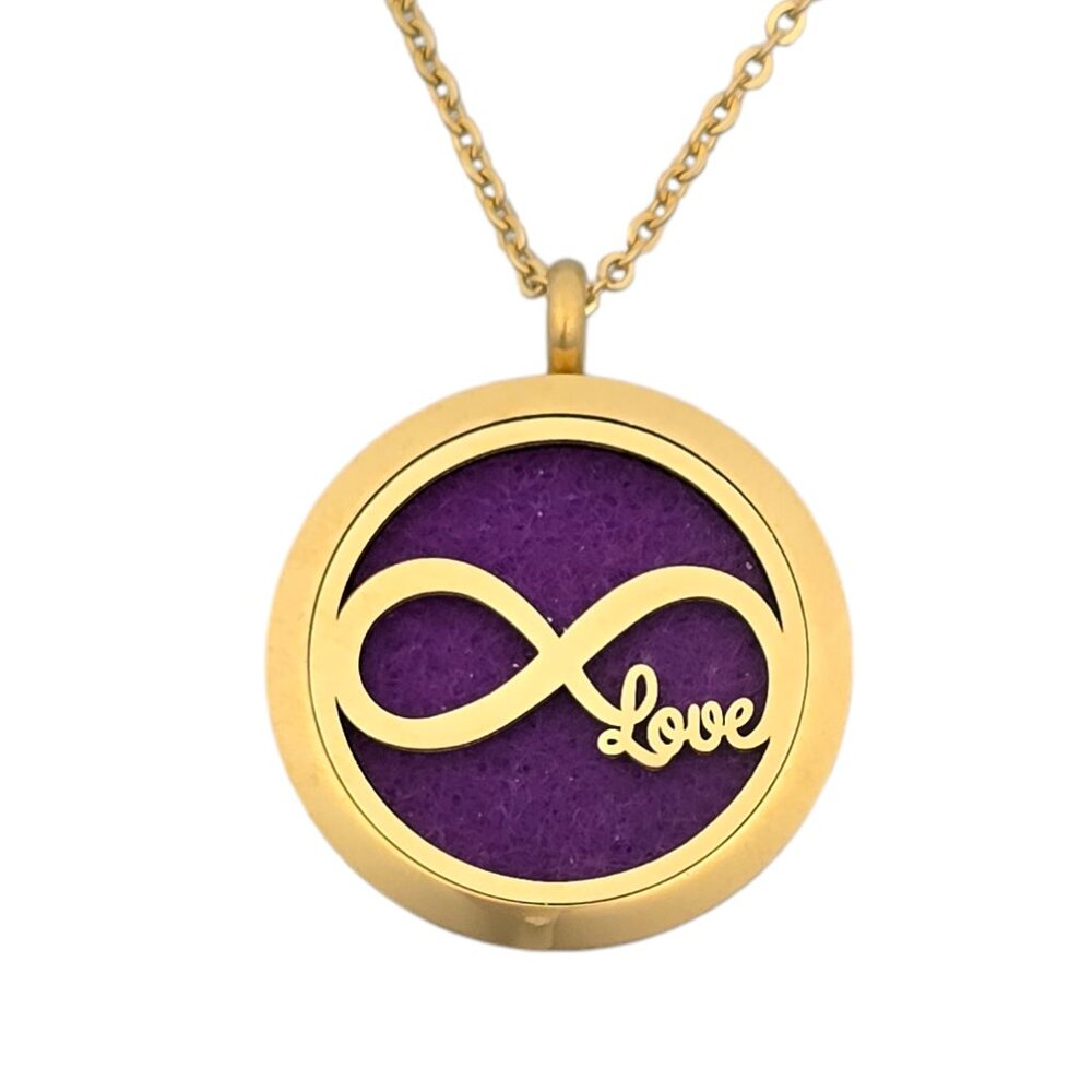 Infinity Love w. Crystals Stainless Steel Essential Oil Hypoallergenic Necklace - Picture 4 of 9